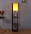 Brown Square Floor Lamp with Yellow Shade