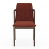 Harper Solid Wood Single Dining Chair In Danish Walnut Finish with Dark Coral Colour