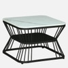 Novus Square Metal Nesting Coffee Table Set Black Finish White Porcelain Top Set Of 2