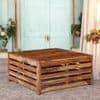 Kingsville Sheesham Wood Contemporary Square Coffee Table In Natural Teak Finish