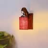 Devansh Solid Wood Electric Wall Light in Brown Colour with Maroon Shade Count of 1 Light