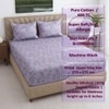 Lavender Floral cotton 400 Tc fitted Super King Size Bedsheet With 2 Pillow Covers