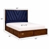 Vedanch Solid Wood Queen Size Upholstered Bed With Hydraulic Storage (Provincial Teak Finish, Royal Blue Colour)