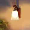 Devansh Solid Wood Electric Wall Light in Brown Colour with White Shade Count of 1 Light