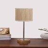 Devansh Bamboo Table Lamp With Natural  Wood Base  & Steel Pipe  -(7X17 Inches)