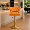 Doe Buck Verona Faux Leather Adjustable Bar Stool in Tan Colour with Gold Base