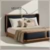 Valerio Duo-Panel Luxe King Size Bed in Chocolate Brown colour Velvet with Oak wood Frame