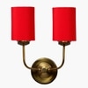 Devansh Metal Electric Wall Light in Gold Colour with Red Shade Count of 2 Lights