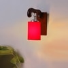Devansh Solid Wood Electric Wall Light in Brown Colour with Red Shade Count of 1 Light
