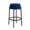 Doe Buck Modern Blue Upholstered Counter Height Bar Stool with Black Metal Frame