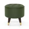 Rene Tuffed Pouffee In Mango Walnut Finish with Olive Leatherette Colour