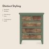 Avelin Chest of Drawer-Finish- Sage green with Burnt mango - Metal Channel