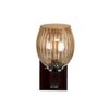 Devansh Solid Wood Electric Wall Light in Brown Colour with Lavender Shade Count of 1 Light