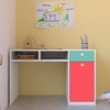 Alana Study Desk with Cabinet Drawer and Shelf in Misty Turquoise Strawberry Pink Colour