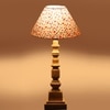 Devansh Multicolor Cotton Table Lamp With  Wood Natural Base (10X10X21 Inches)-40