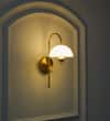 BELVUE Integrated LED Brass Wall Light with White Alabaster Shade