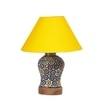 Devansh Conical Yellow Cotton Shade Lamp With Wood & Mosaic Glass Base For Decoration/Office/Home/Gifting/Study For Decoration/Office/Home/Gifting/Study -(10X10X14.5) Inches -A