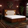 Nayra Solid Wood Compact King Bed Box Storage Provincial Teak Finish Mattress 72 x 72 Inches