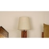 Elegant Brown Wooden Table Lamp with Black Fabric Lampshade