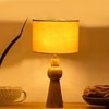 Devansh Yellow Cotton Table Lamp With  Wood Natural Base (7X18.25 Inches)-6