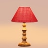 Devansh Pink Jute Table Lamp With Wood Natural Base (10X10X16) Inches)-35