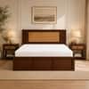 Aaranya Solid Wood Compact King Bed Box Storage Provincial Teak Finish Mattress 72 x 72 Inches