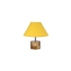 Ayelet Yellow Fabric Shade Table Lamp with Natural Wooden Base