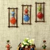Desert Art Metal Handpainted Lady Musician Wall Hanging Set of 3 in Multicolour