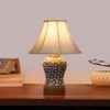 Devansh Off-White Cotton Shade Lamp With Wood & Mosaic Glass Base For Decoration/Office/Home/Gifting/Study For Decoration/Office/Home/Gifting/Study