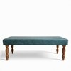 Cairo Sheesham Wood Accent Bench (Blue Jacquard Work Fabric Teak Finish)