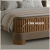 Heritage Cane Upholstered Queen Size Bed in Linen With Oak wood Frame