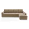 Apollo Compact Sofa (Colour : Fawn Velvet, Cushion : Soft, Back Type : Regular, Seating Capacity : Right Aligned 3 Seater + Right Aligned Chaise + Ottoman)