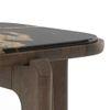 Alba Square Copa Cabana Black Stone and Solid Wood Side Table in Danish Walnut Finish