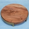 Ireka Homes Kaarigari Acacia Wood Trivet with Metal Legs (10x2 in)