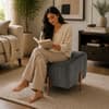 Doe Buck Regent Channel Tufted Velvet Ottoman Stool in Grey Colour with Rose Gold Legs