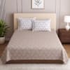 Beige Floral Cotton 400 Tc Flat Single Bed Size Bedsheet With 2 Pillow Covers