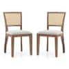 Argiro Solid Wood Dining Chair Set Of 2 In Teak Finish & Grey Colour