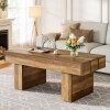 Rectangle Coffee Table, 47.24" Wooden Center Table With Slat Tabletop For Living Room