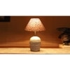 Multicolor cotton with White Brushed Wood Table Lamp -3