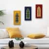 Desert Art MDF Handpainted Blue and Orange Wall Hanging Frame Set of 2