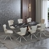 Aeris Ceramic 6 To 8 Seater Extendable Dining Table With 6 Tulip Dining Chairs (Finish : Black Jade, Chair Colour : Cream)