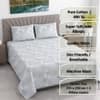 Cream Floral Cotton 400 Tc Flat Queen Size Bedsheet With 2 Pillow Covers
