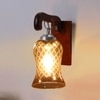 Devansh Solid Wood Electric Wall Light in Brown Colour with Lavender Shade Count of 1 Light