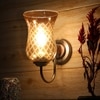 Devansh Steel Electric Wall Light in Steel Colour with Lavender Shade Count of 1 Light