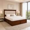 Leher Solid Wood Comfort Queen Bed Box Storage Provincial Teak Finish Mattress 60 x 78 Inches