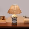 Devansh Conical Beige Jute Shade Lamp With Wood & Mosaic Glass Base For Decoration/Office/Home/Gifting/Study For Decoration/Office/Home/Gifting/Study -(10X10X14.5) Inches -A