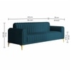 Josbert Velvet 3 Seater Sofa In  T Blue Colour