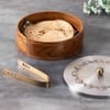 Inscribe Acacia Wood Roti Box With Tong Silver