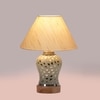 Devansh Conical Off White Cotton Shade Lamp With Wood & Mosaic Glass Base For Decoration/Office/Home/Gifting/Study For Decoration/Office/Home/Gifting/Study -(10X10X14.5) Inches -A