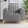 Josbert Velvet 1 Seater Sofa In Grey Colour